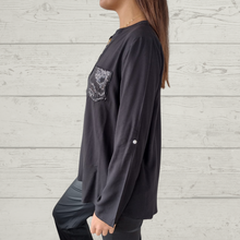 Sequin Patchwork V-neck Shirt