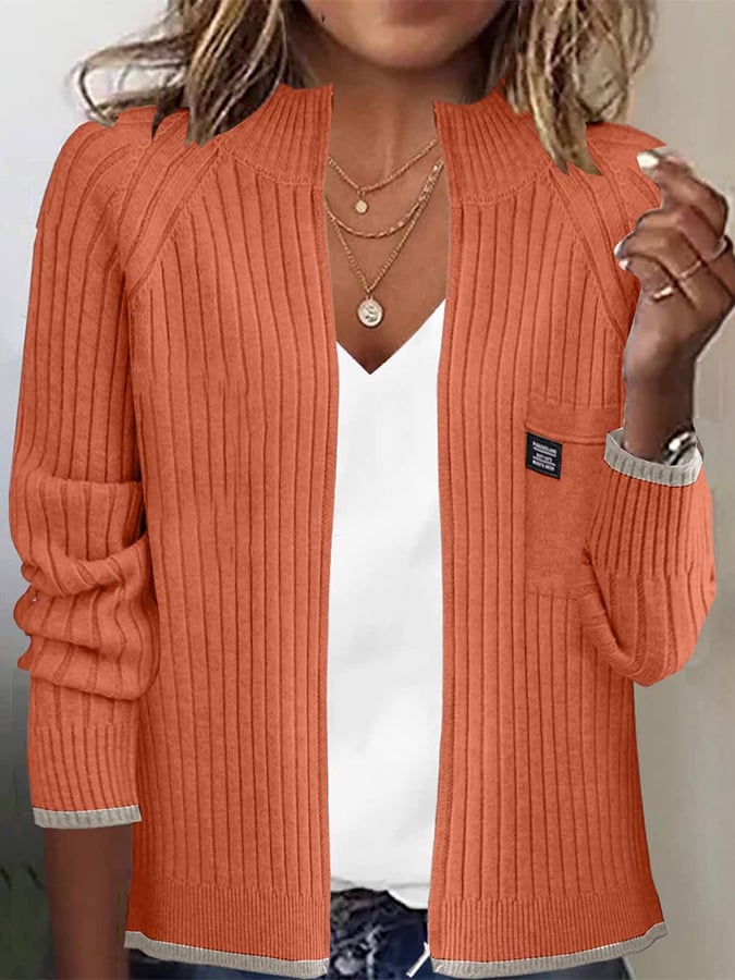 Women'S Autumn And Winter Long-Sleeved Zipper Knitted Cardigan