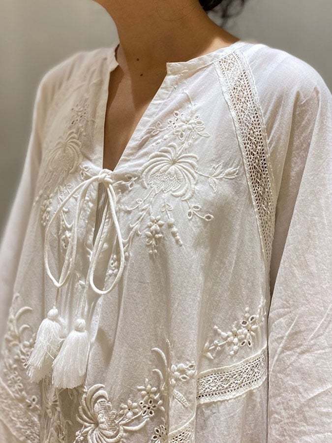 Women's Vintage Embroidered Casual Loose Long Dress