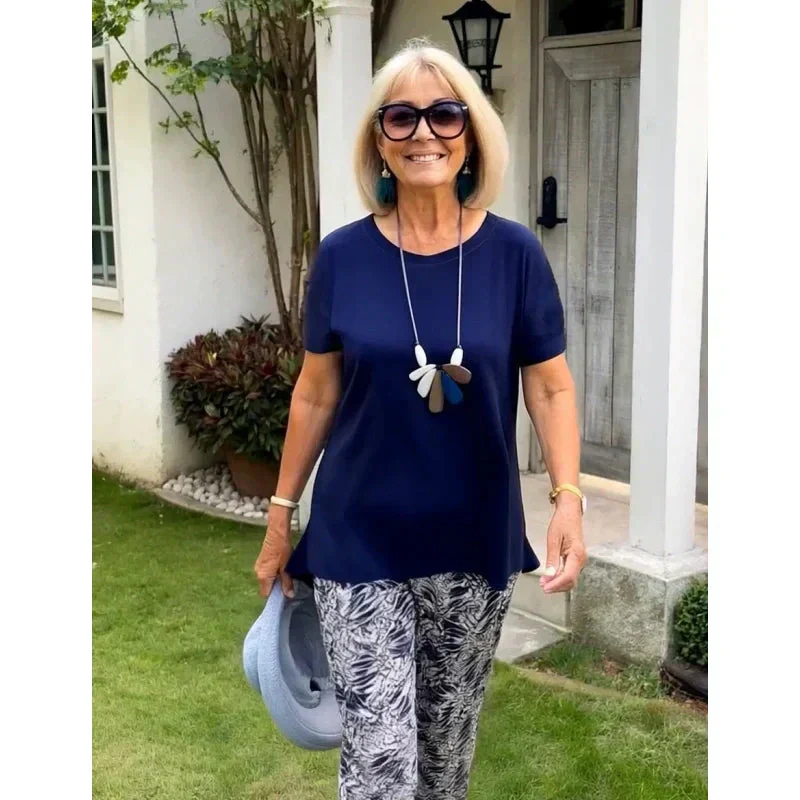 Women'S Blue Top Reserved Trousers Fashion Casual Suit Two Piece Set