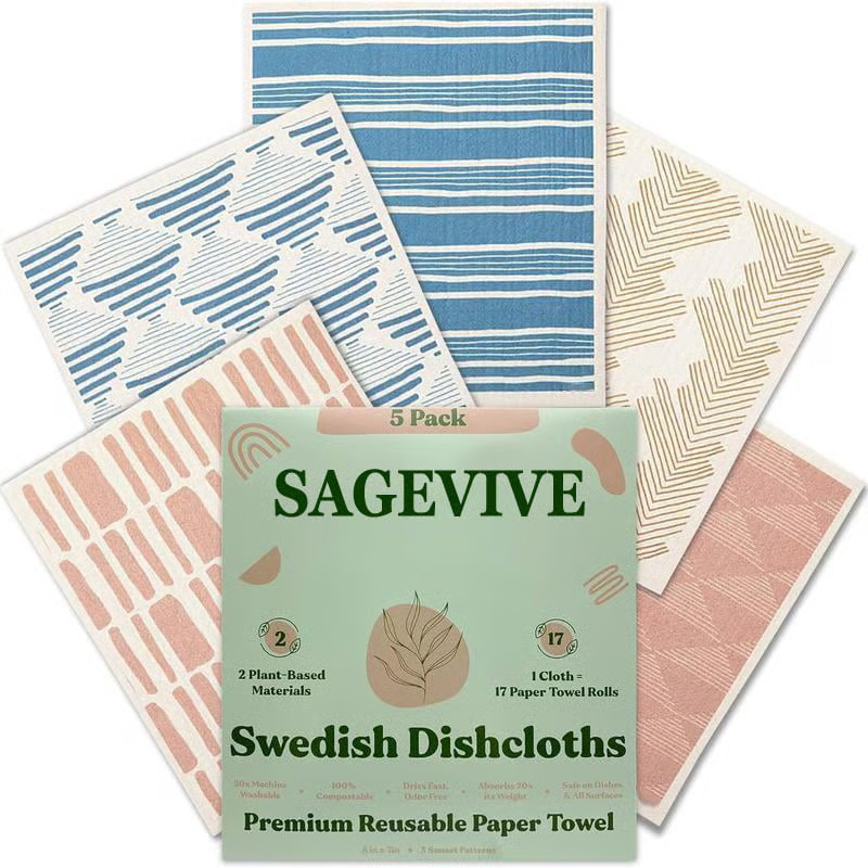 Swedish Dishcloths for Kitchen & Cleaning | 5 Pack