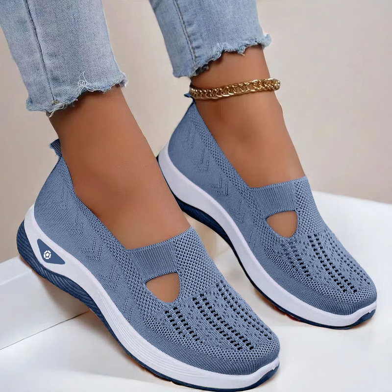 Summer Breathable Non-Slip Soft Sole Elderly Shoes, Women's Casual Orthopedic Walking Flats for Middle-Aged and Seniors