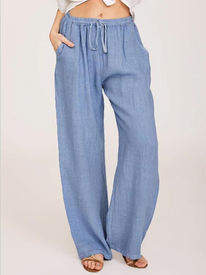 Women's casual cotton linen loose trousers
