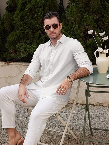 Cotton Linen Men's Shirt Long Sleeve Solid Color Casual Blouse Tops Spring Summer Button Down Shirt Trendy Male Clothing Camisas