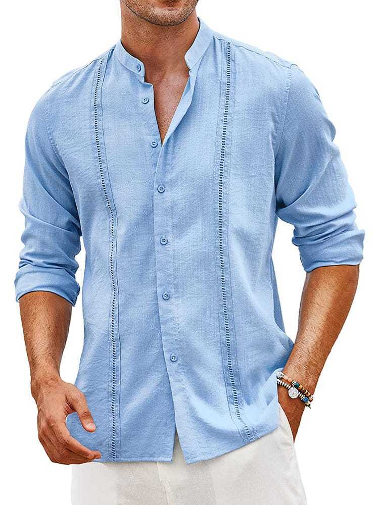 Men's Trendy Embroidered Guayabera Linen Shirt