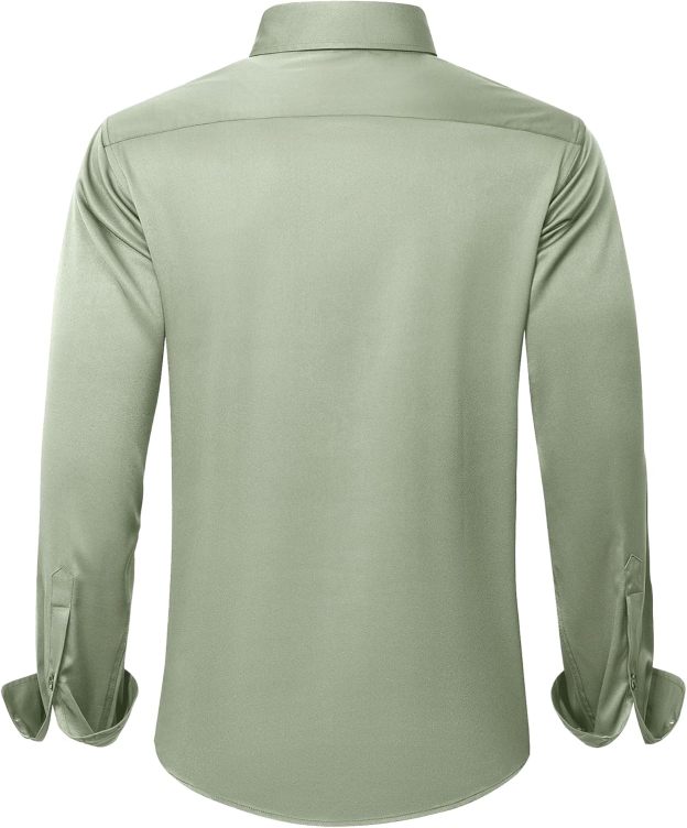 J.VER Men's Dress Shirts Solid Long Sleeve Stretch Wrinkle-Free Formal Shirt Business Casual Button Down Shirts