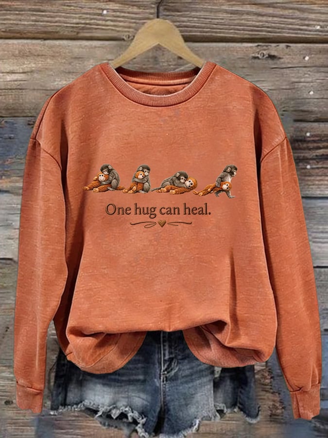 Women's Mental Health Punch Monkey Print Sweatshirt