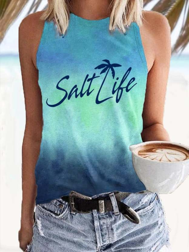 Buy 3 Get 15% Off Women's Hawaiian Salt Like Print Casual Tank Top