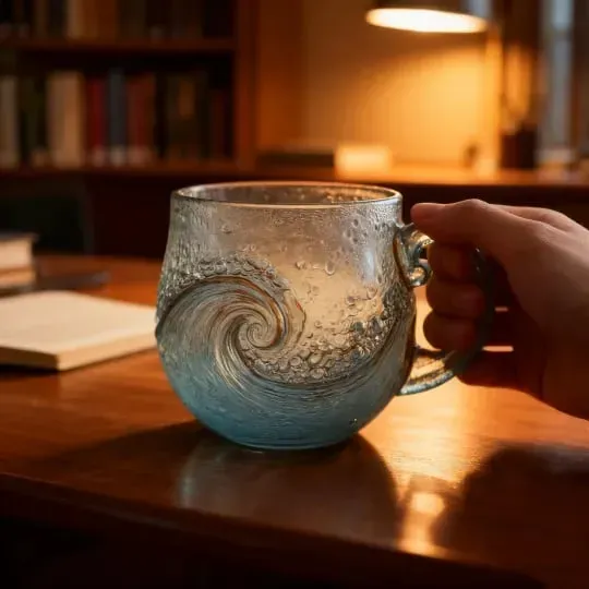 🎄Christmas Best Gifts🔥 Unique Handcrafted Sea Glass Ocean Wave Mug🎁Bring the Calm of the Ocean to Your Morning
