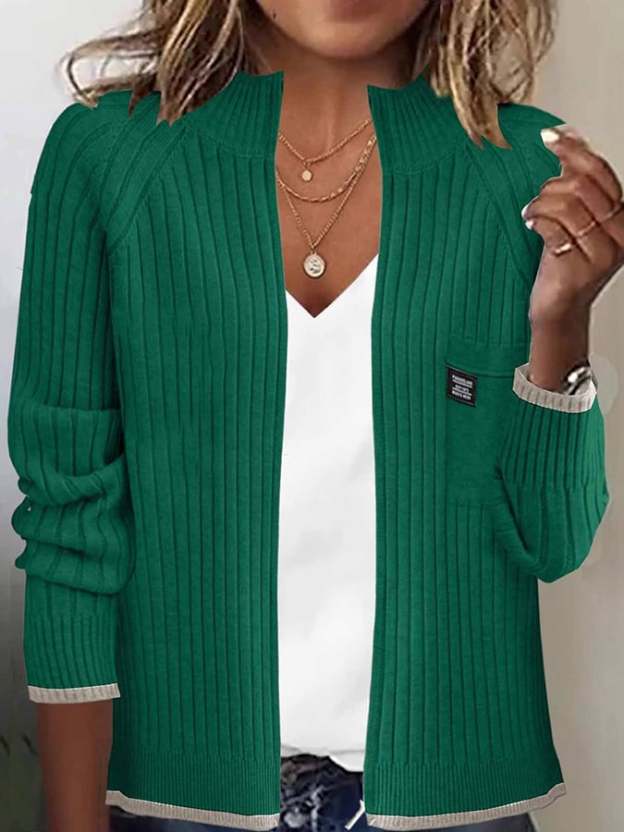 Women'S Autumn And Winter Long-Sleeved Zipper Knitted Cardigan