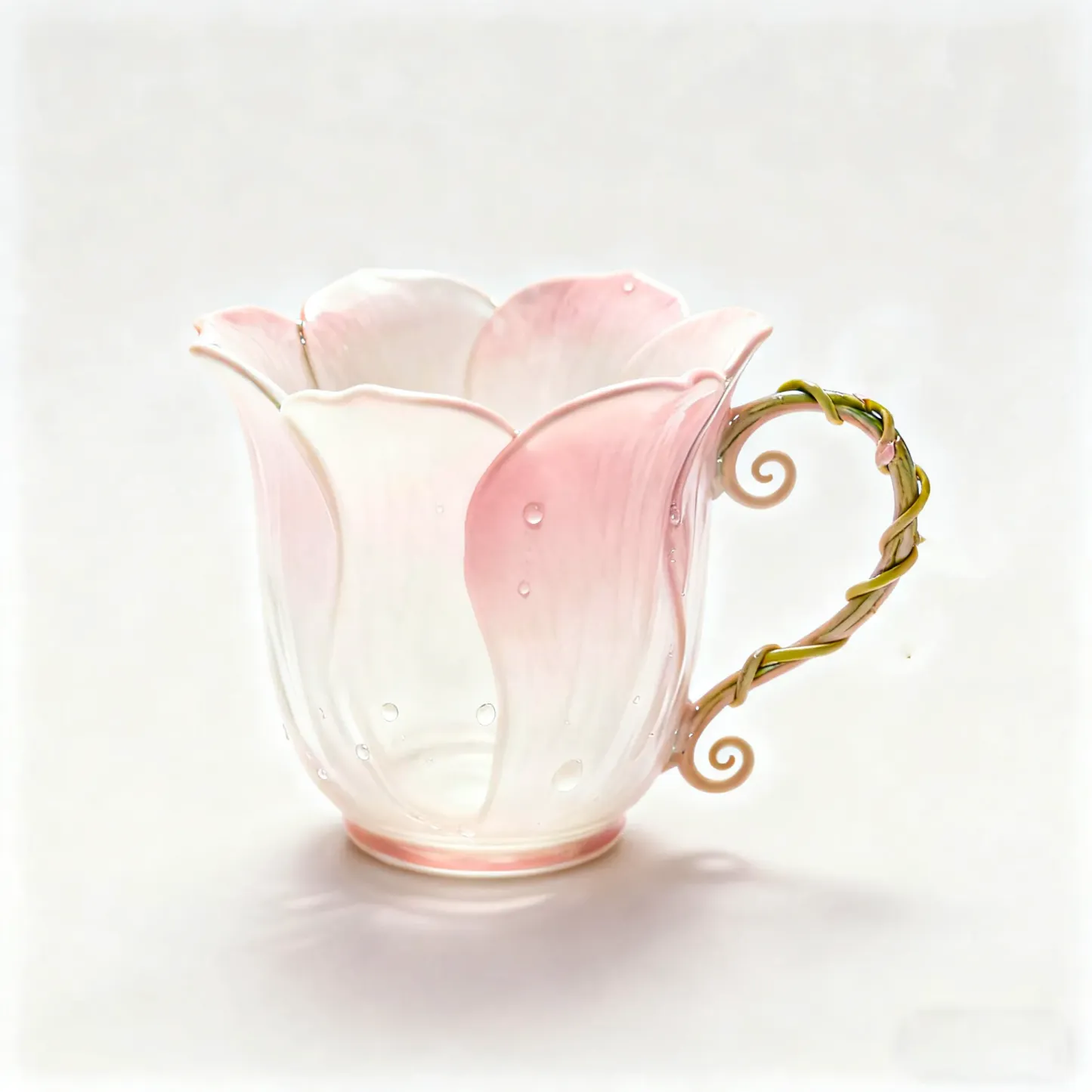 Handcrafted Petal Cup with Vine Handle