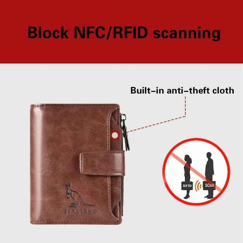 ❤️Anti-theft Men's Wallet For Credit Card Holder Leather Zipped Portable Large