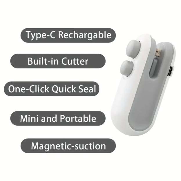 Small 2-in-1 Rechargeable Magnetic Snack Sealer