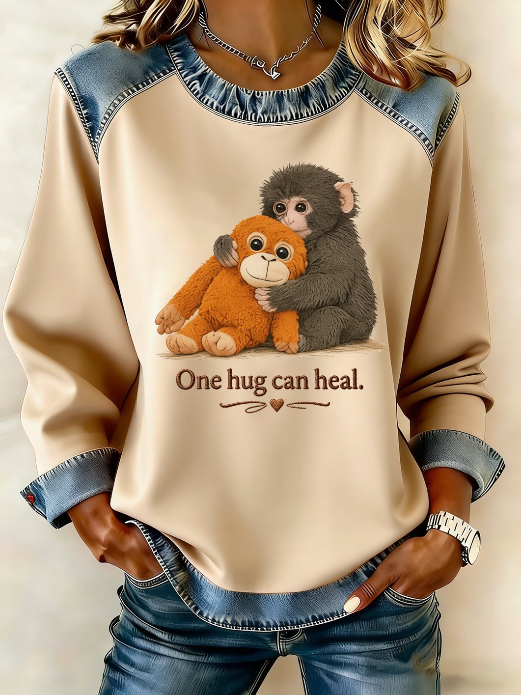 Women's Mental Health Monkey Print Top