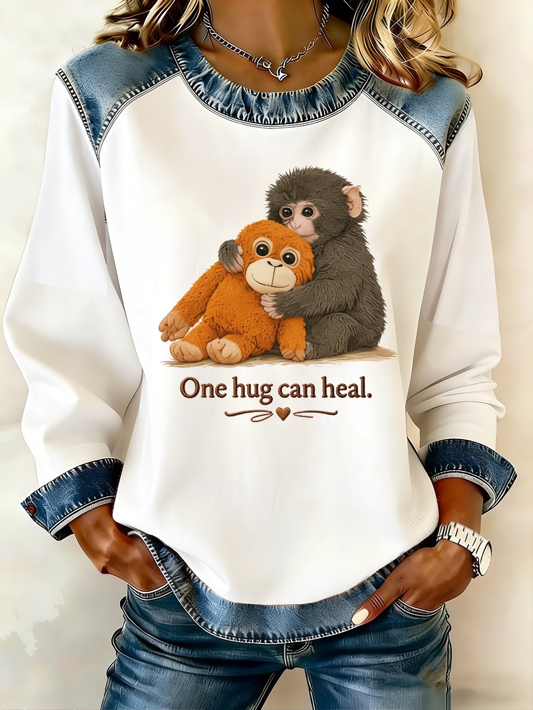 Women's Mental Health Monkey Print Top