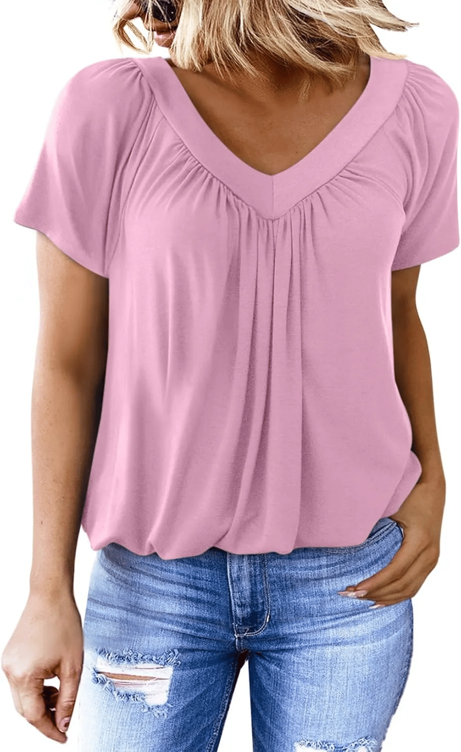 ✨Women's Casual Short Sleeve V Neck Basic T-shirts