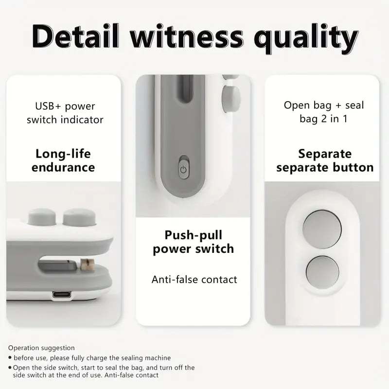 Small 2-in-1 Rechargeable Magnetic Snack Sealer