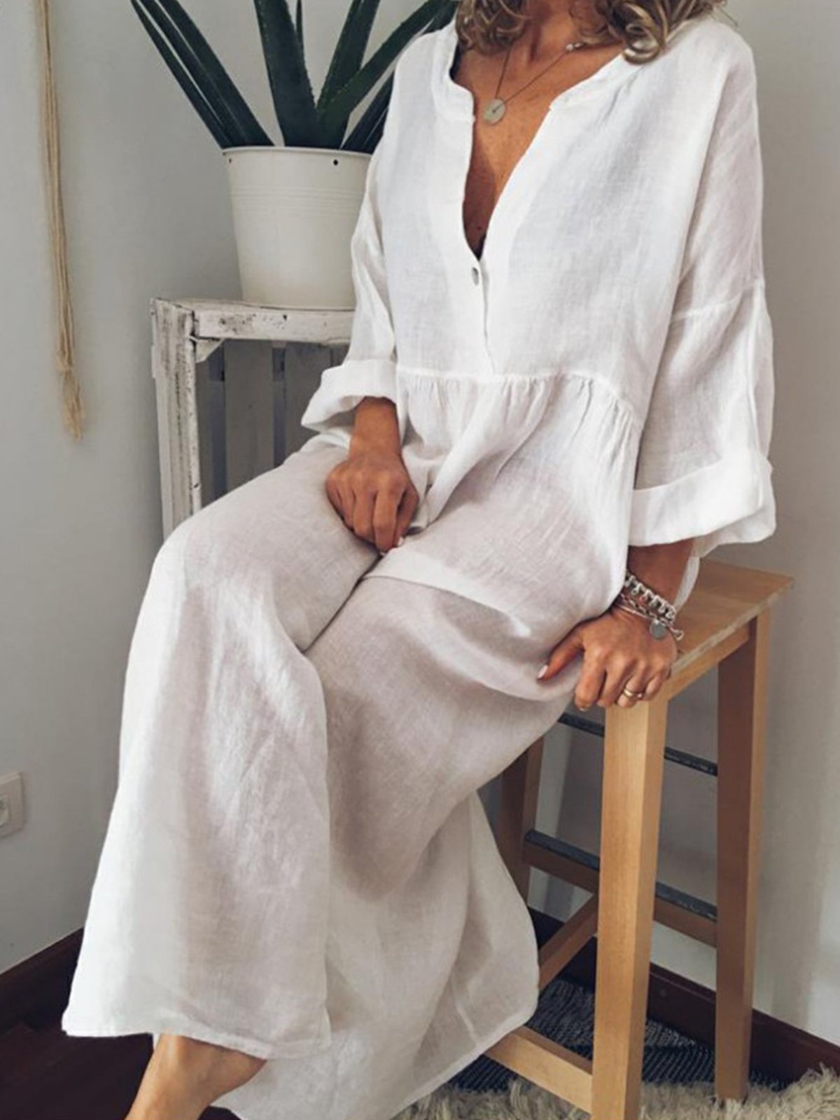 Women's Casual Pure Color Long Dress