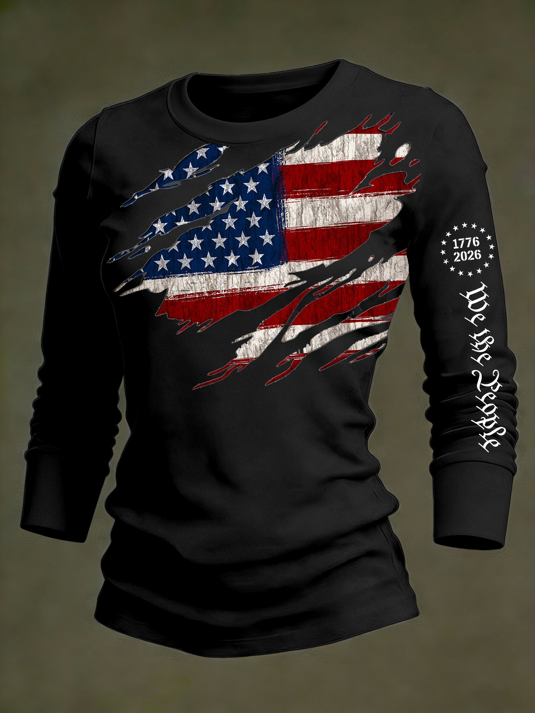 Women's 250th Anniversary National Flag Print Casual Long-Sleeved T-Shirt