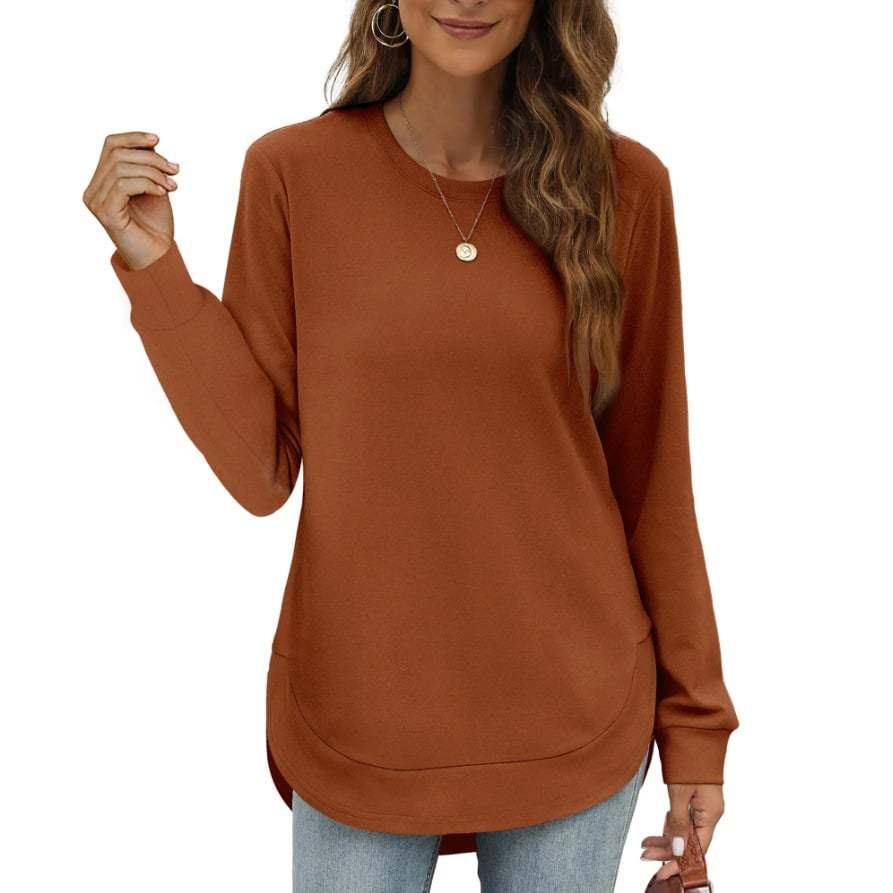 ⏰Hot Sale-Women's Sweatshirt Crewneck Curved Hem