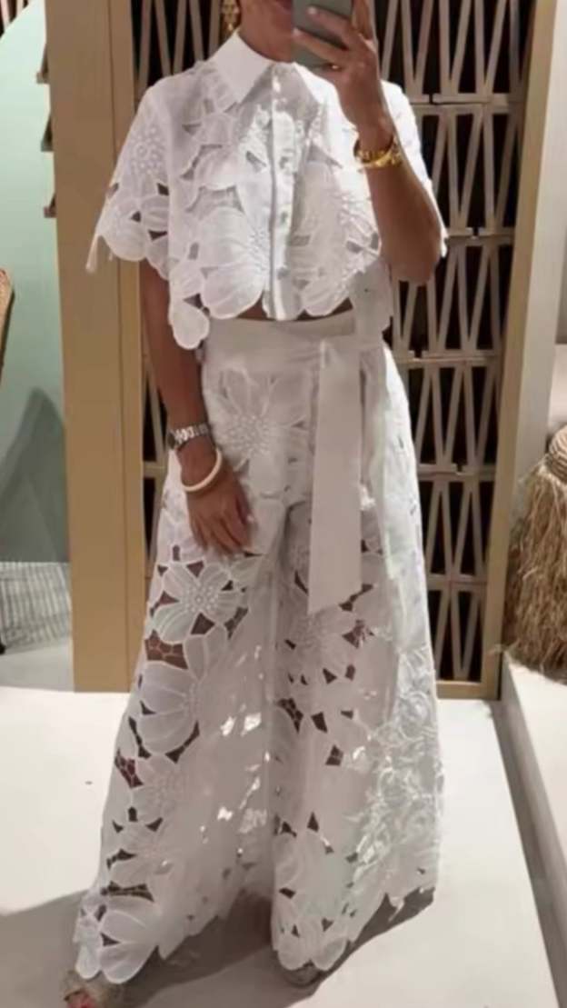 Lacey Lace two piece trouser set - comes in 5 colours & curve