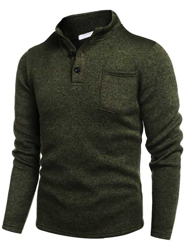 Thermal Fleece Henley Sweatshirt