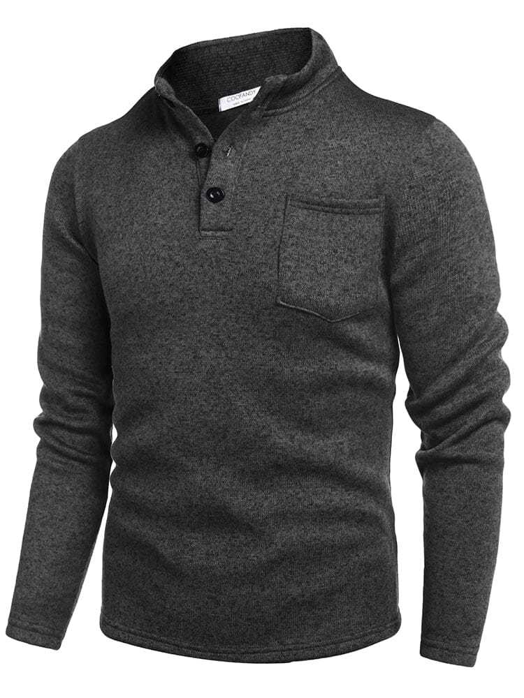 Thermal Fleece Henley Sweatshirt