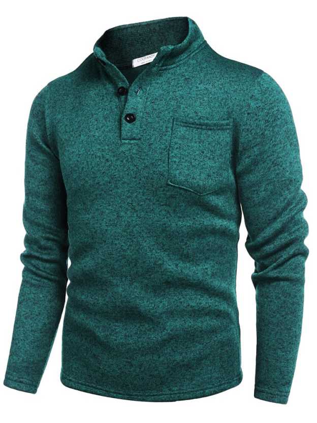 Thermal Fleece Henley Sweatshirt
