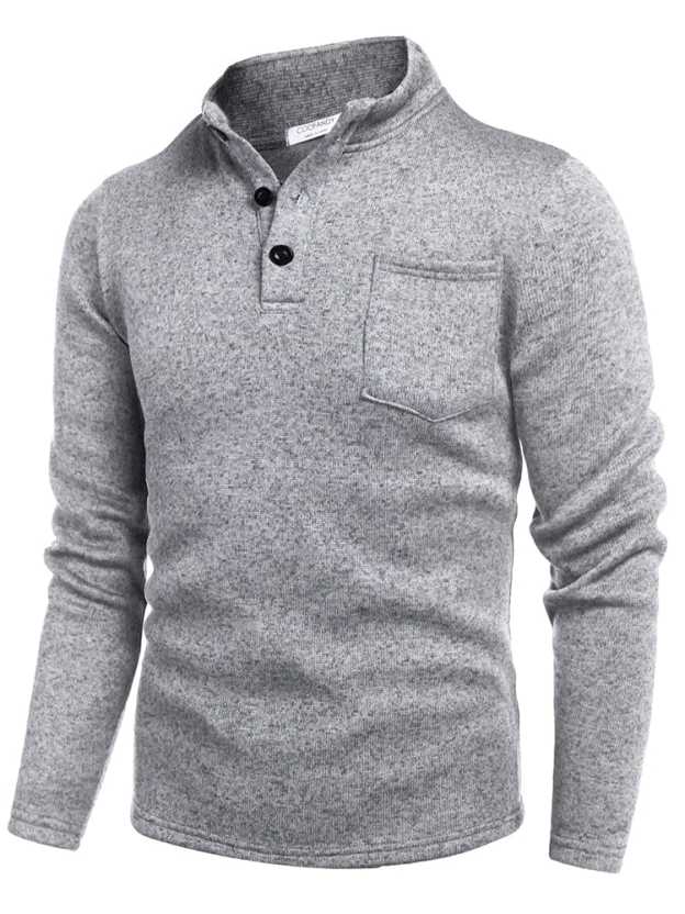 Thermal Fleece Henley Sweatshirt