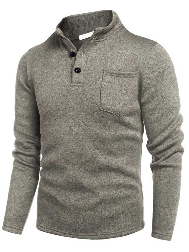 Thermal Fleece Henley Sweatshirt