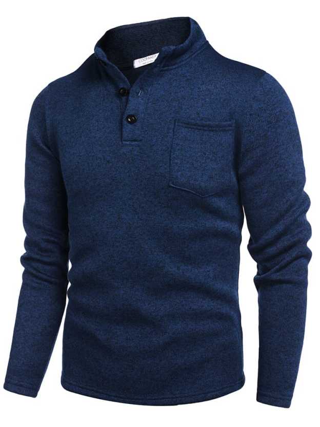 Thermal Fleece Henley Sweatshirt