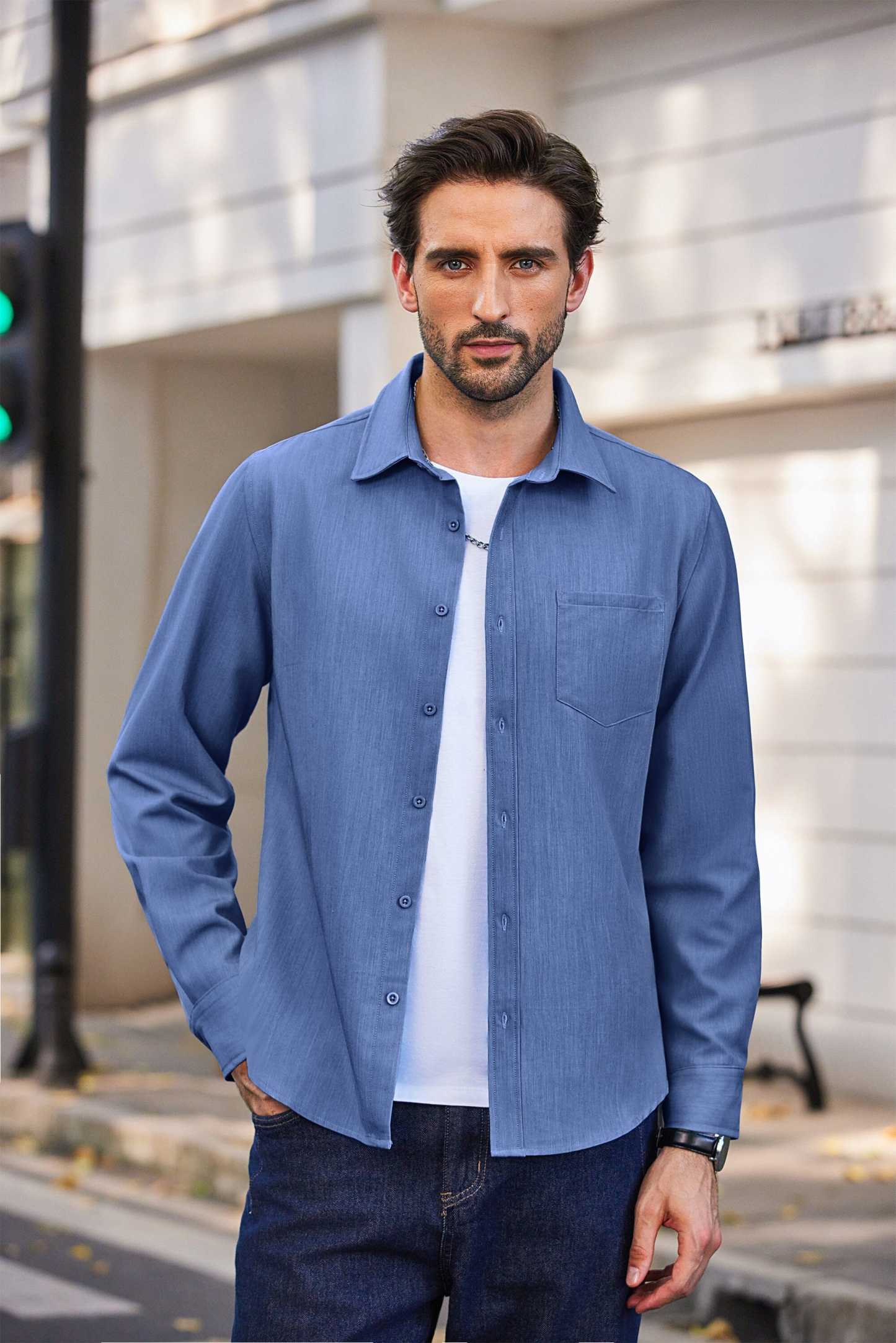 Casual Faux Denim Shirt