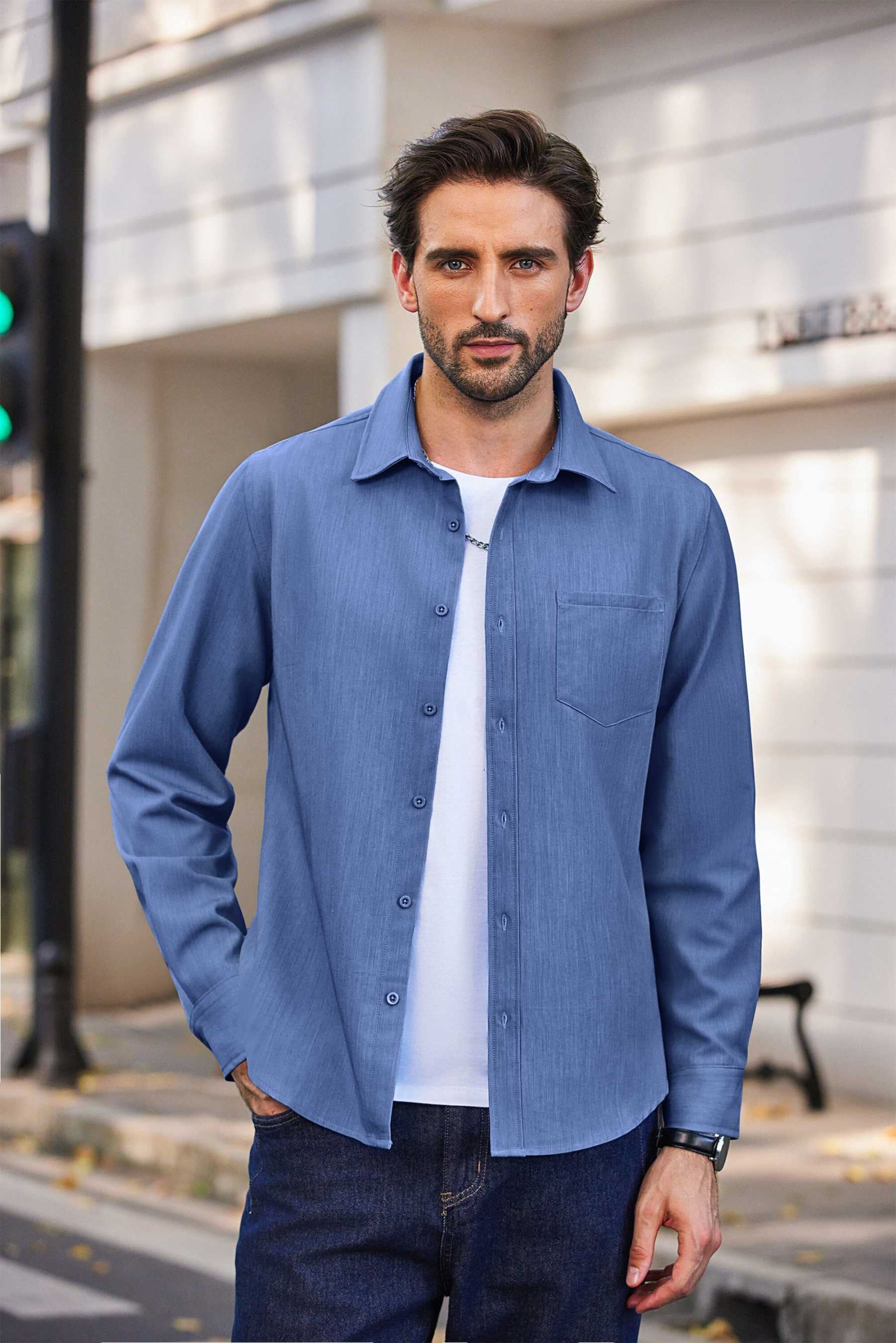 Casual Faux Denim Shirt