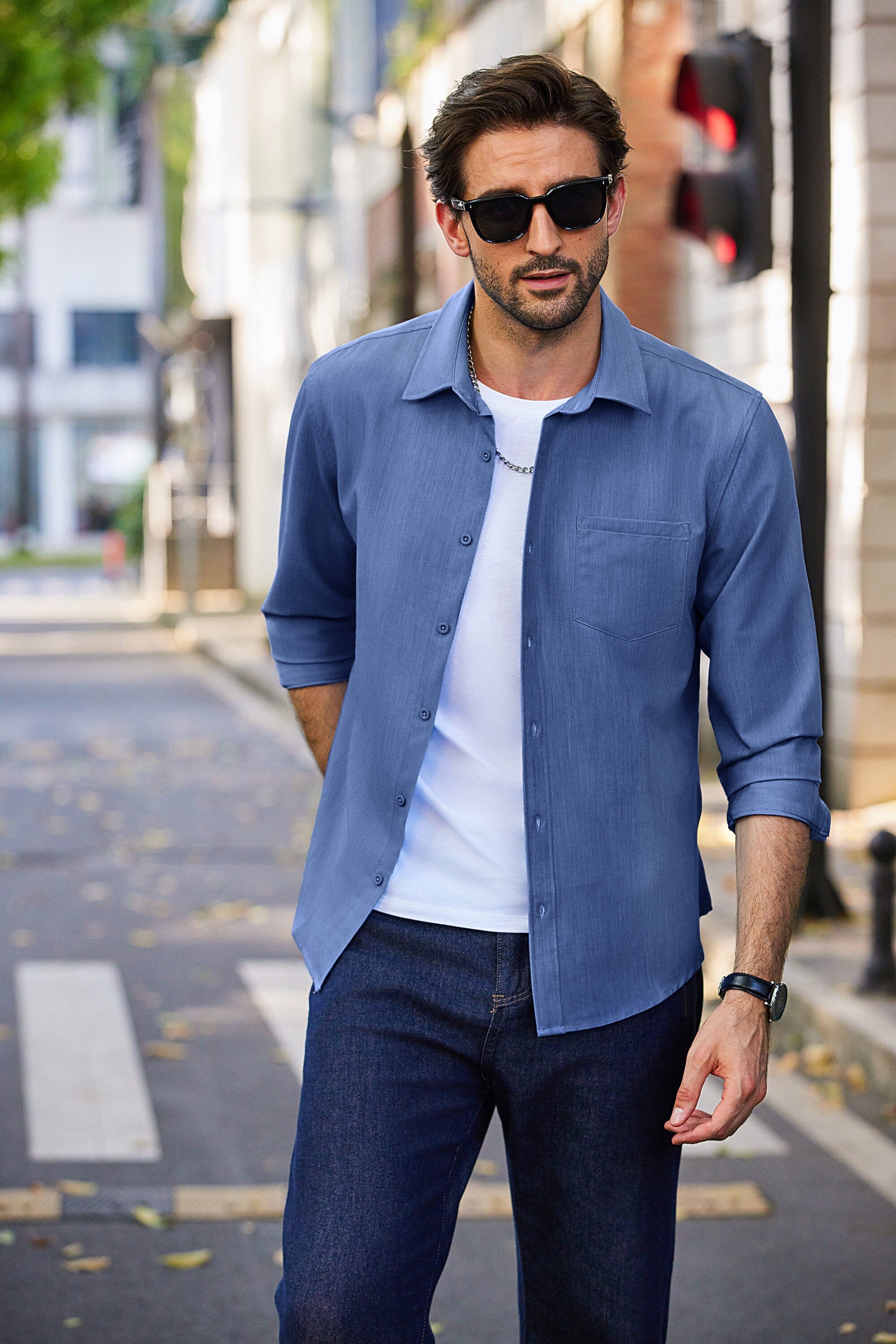 Casual Faux Denim Shirt
