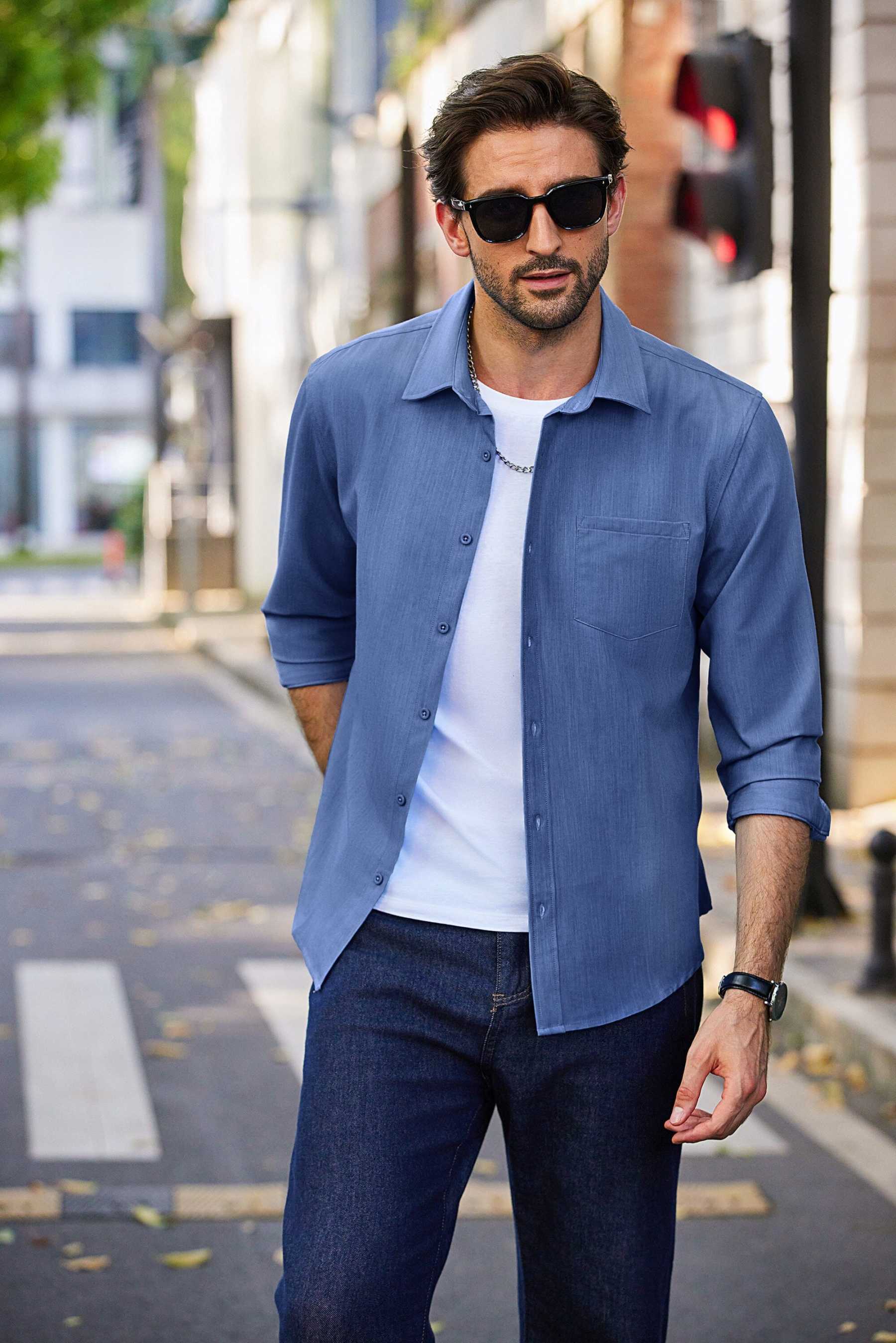 Casual Faux Denim Shirt