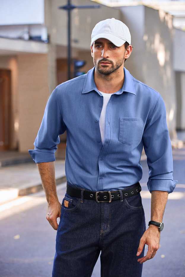 Casual Faux Denim Shirt