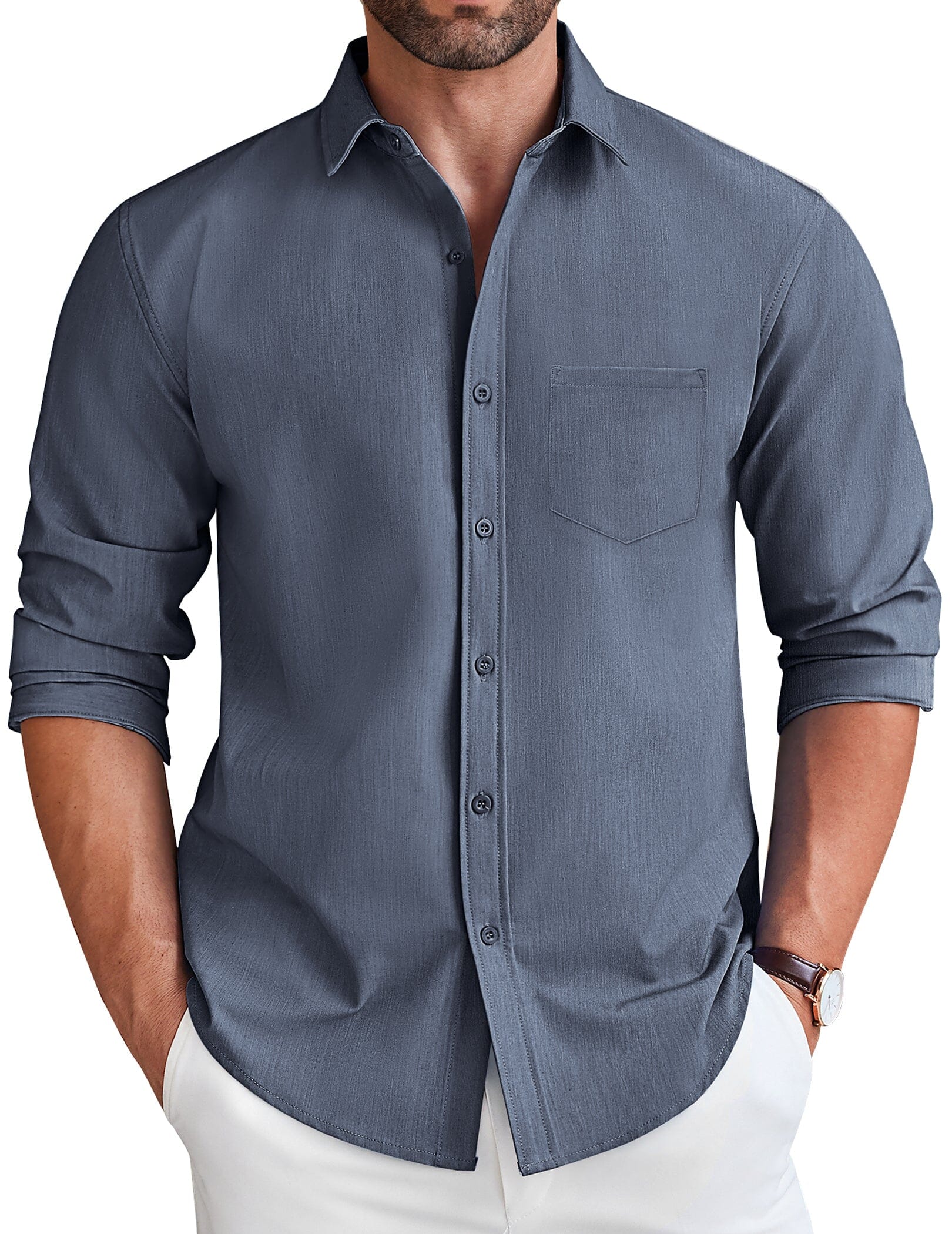 Casual Faux Denim Shirt