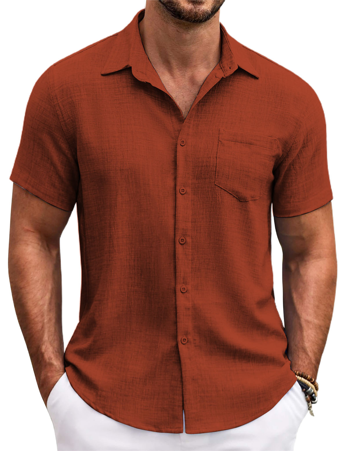 Men's Summer Button-Down Short Sleeve Shirt