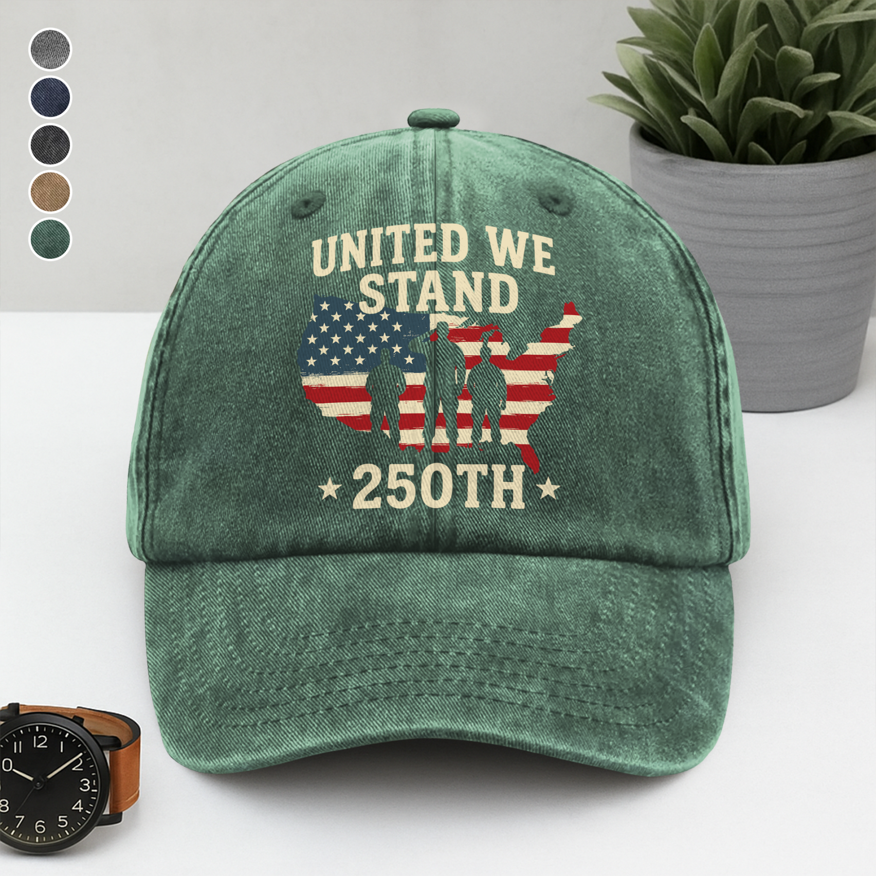 United We Stand 250th Anniversary USA Veteran Washed Denim Baseball Cap