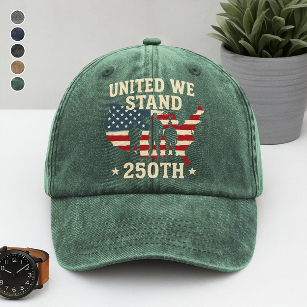 United We Stand 250th Anniversary USA Veteran Washed Denim Baseball Cap