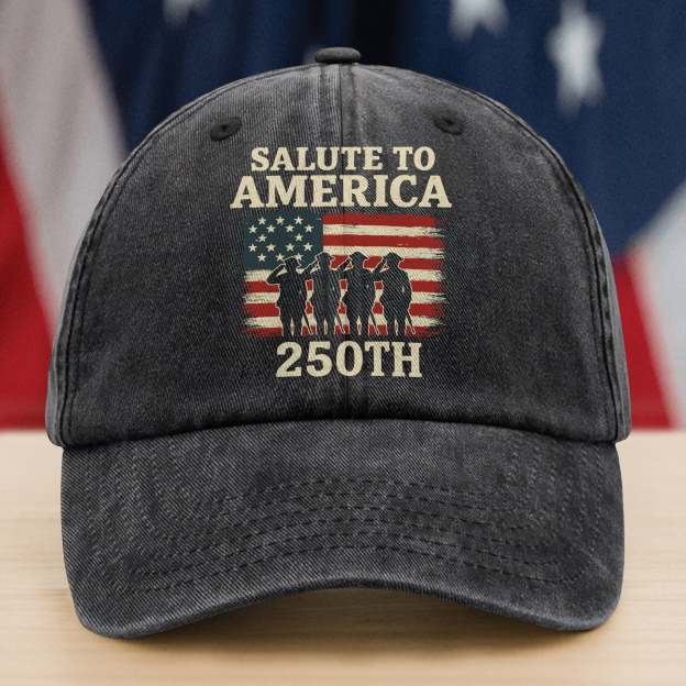 Salute To America 250th Veteran Washed Denim Baseball Cap Happy America 250 Gifts