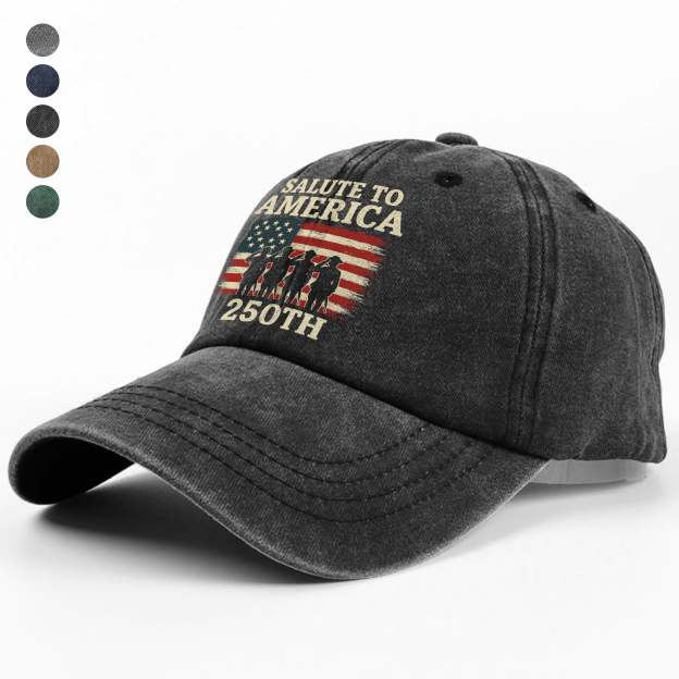 Salute To America 250th Veteran Washed Denim Baseball Cap Happy America 250 Gifts