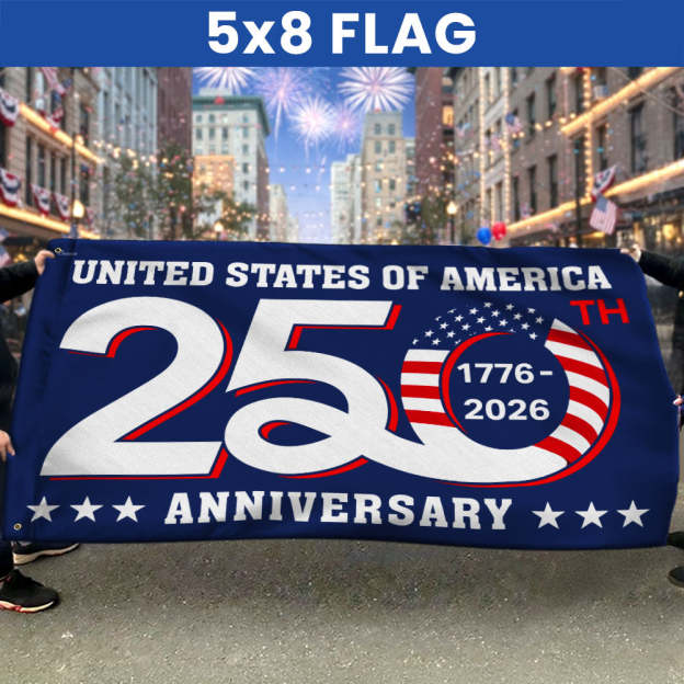 Patriotic 250th Anniversary 1776 2026 United States of America Semiquincentennial Grommet Flag