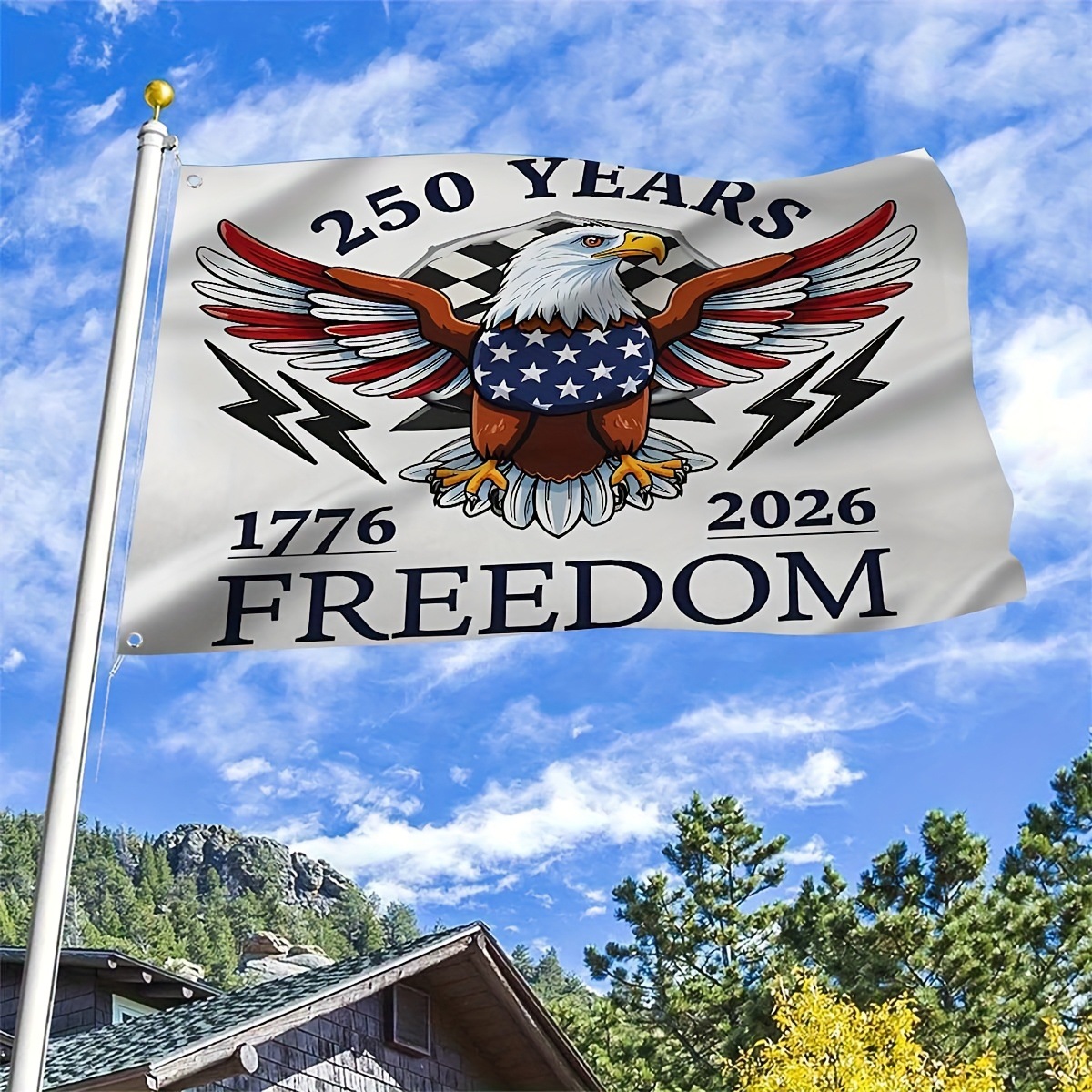 America 250th Anniversary 1776 2026 Semiquincentennial We The People Patriotic Grommet Flag