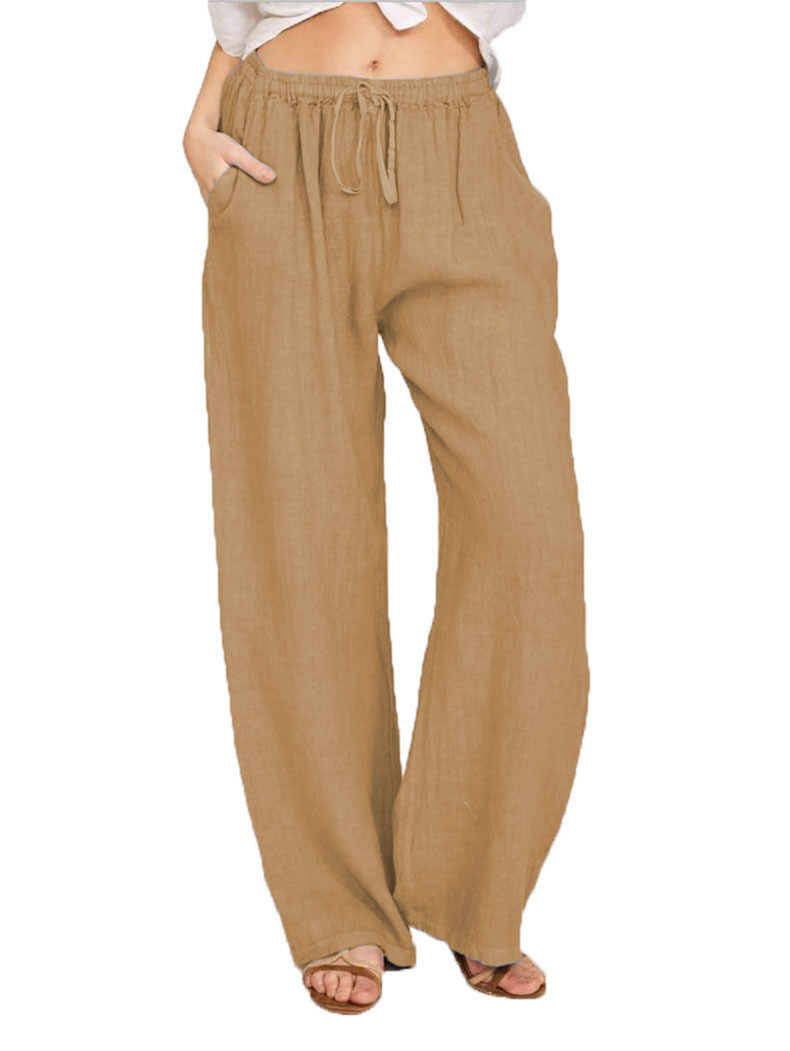 Women's casual cotton linen loose trousers