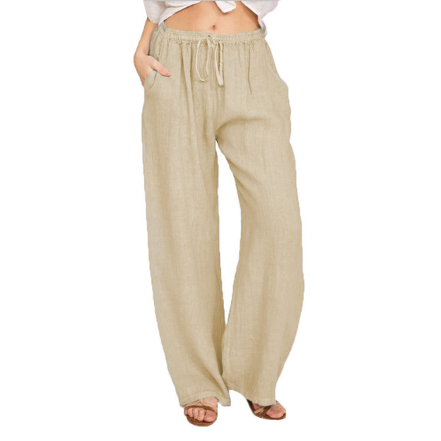 Women's casual cotton linen loose trousers