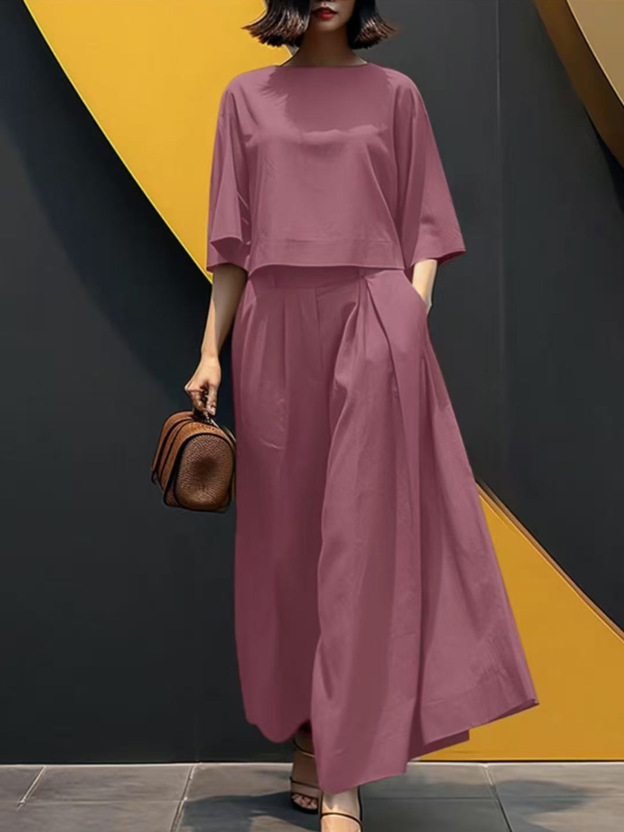  Fashion short-sleeved loose casual two-piece suit
