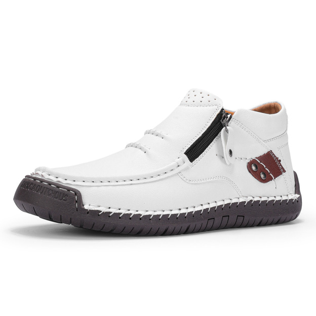 ⏰Limited Time Sale 50% OFF-Men’s Handmade Premium Leather Slip-On Driving Boots – Wide Toe, Arch Support