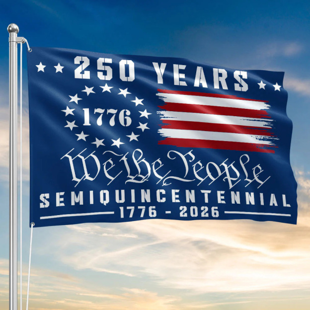 America 250th Anniversary 1776 2026 Semiquincentennial We The People Patriotic Grommet Flag