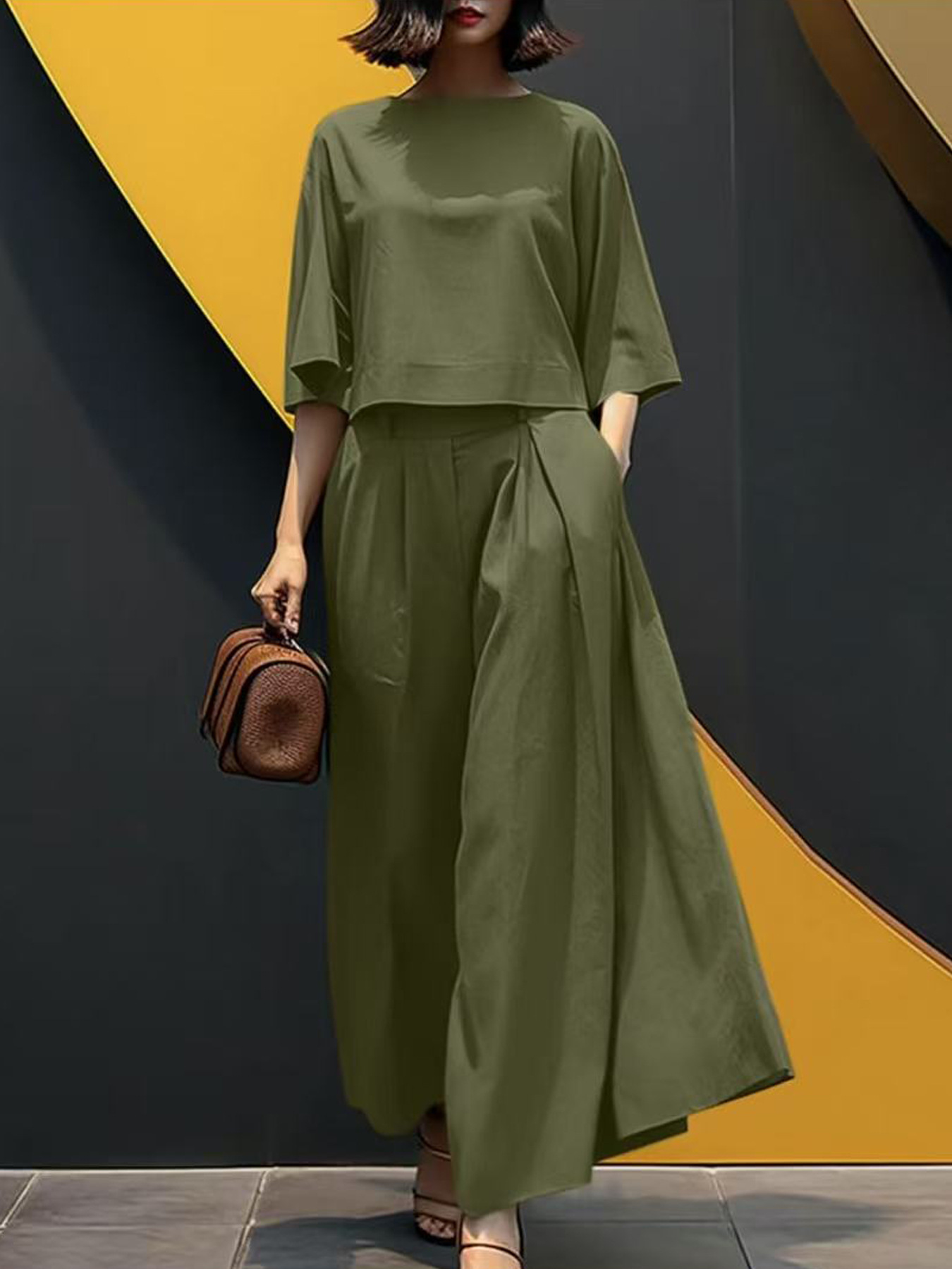  Fashion short-sleeved loose casual two-piece suit